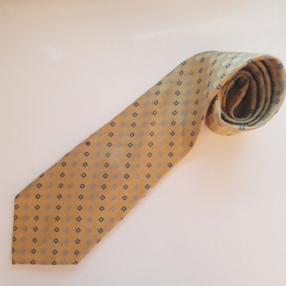 Burma Bibas 100% Silk Tie Golden Yellow Blue